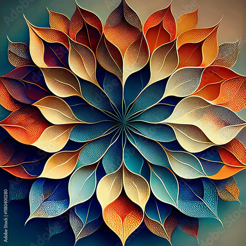 Fototapeta Motyw Kwiatu w kolorach ognia i wody - Sztuka w stylu Art By Katharos