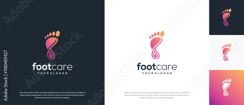 Foot care logo design. Podiatry foot care logo template. Foot logo symbol icon
