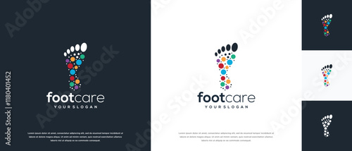 Foot care logo design. Podiatry foot care logo template. Foot logo symbol icon