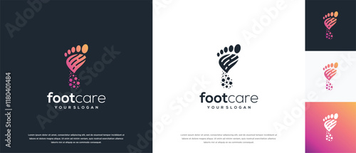 Foot care logo design. Podiatry foot care logo template. Foot logo symbol icon