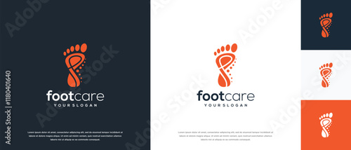 Foot care logo design. Podiatry foot care logo template. Foot logo symbol icon