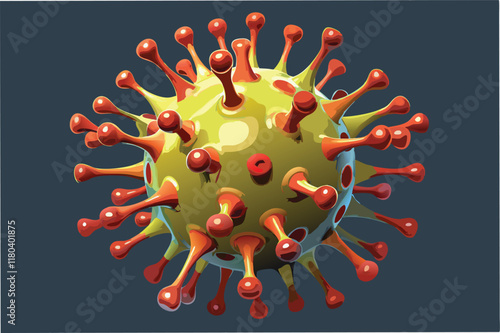 hmpv virus hmpv virus 3D render realistic microscopic close up scientific detailed clipart vector