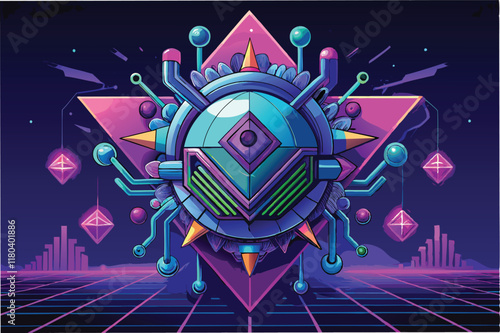 hmpv virus hmpv virus 3D digital art cyberpunk neon glitch abstract biomechanical clipart vector