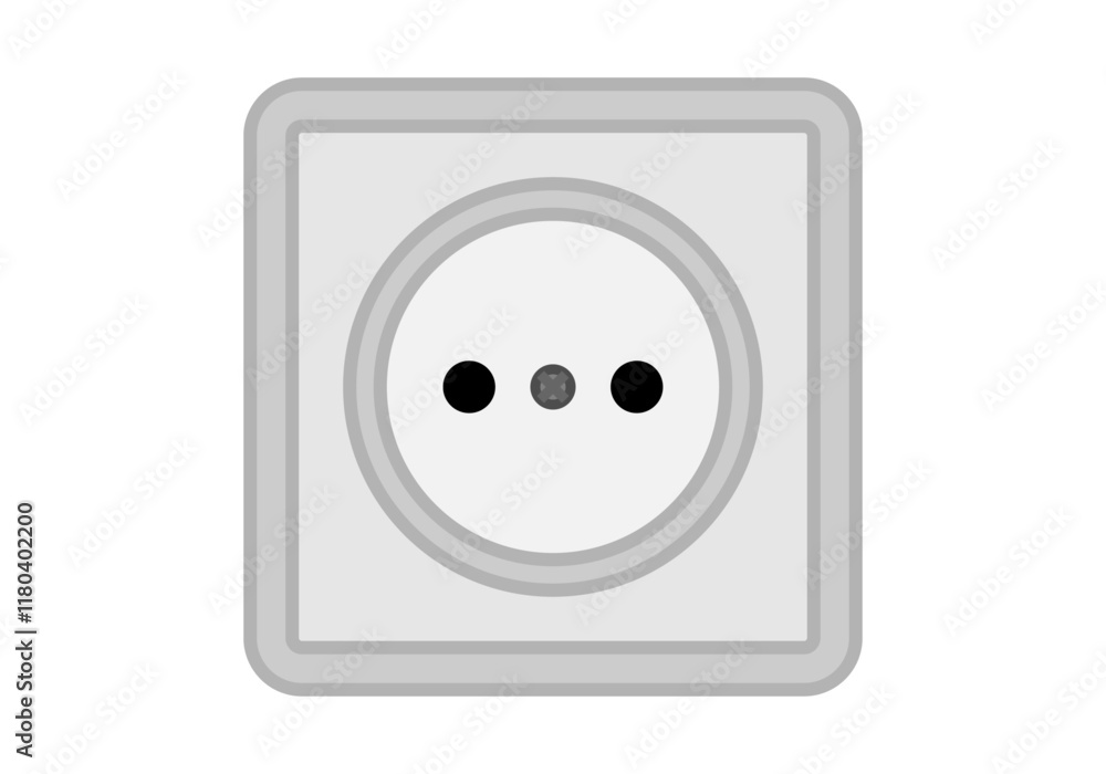 Enchufe europeo eléctrico en fondo blanco Enchufe europeo eléctrico en fondo blanco