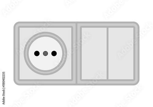 Enchufe e interruptor juntos en fondo blanco