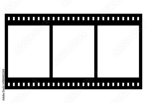 Icono negro de película o carrete de vídeo
