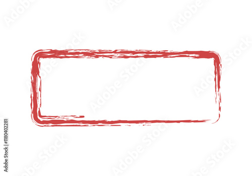 Recuadro de trazo de pincel rojo en fondo blanco