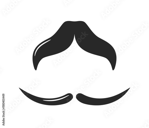 Minimalistic black mustache and hair silhouette on a white background. Creative element for design, barber shop logo, men s grooming concept. Vector illustration