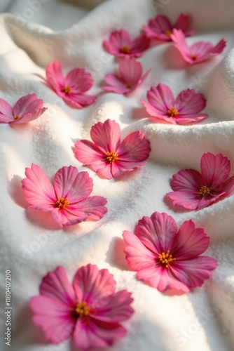 Wallpaper Mural delicate flower petals scattered on a soft blanket, blanket, texture, petals Torontodigital.ca
