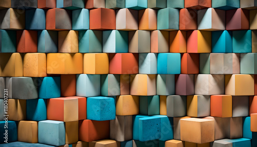 Wallpaper Mural Colorful 3D cube pattern with modern geometric design Torontodigital.ca