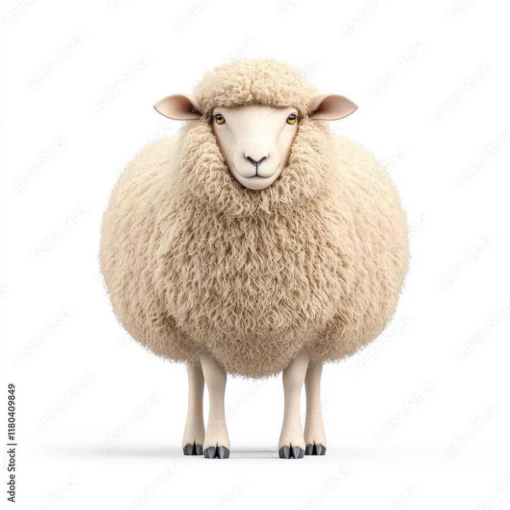 A cute, fluffy Texel sheep standing confidently, showcasing its soft, woolly texture against a minimalist background. A cute, fluffy Texel sheep standing confidently, showcasing its soft, woolly texture against a minimalist background.