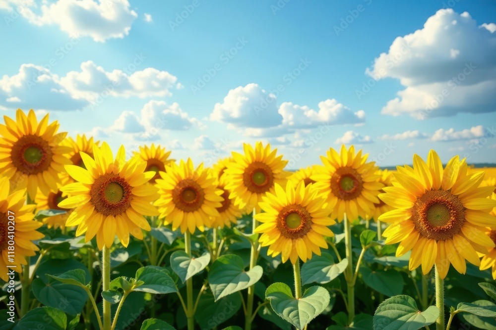 Vast field of vibrant sunflowers in full bloom, bright yellow, farm Vast field of vibrant sunflowers in full bloom, bright yellow, farm