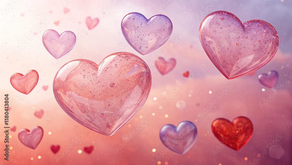 valentines day, background with translucent hearts floating in soft shades of pink, AI generated valentines day, background with translucent hearts floating in soft shades of pink, AI generated