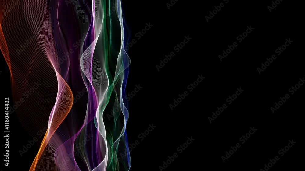 Fantastic video animation with particle wave object in slow motion and space for text, 4096x2304 loop 4K Fantastic video animation with particle wave object in slow motion and space for text, 4096x2304 loop 4K
