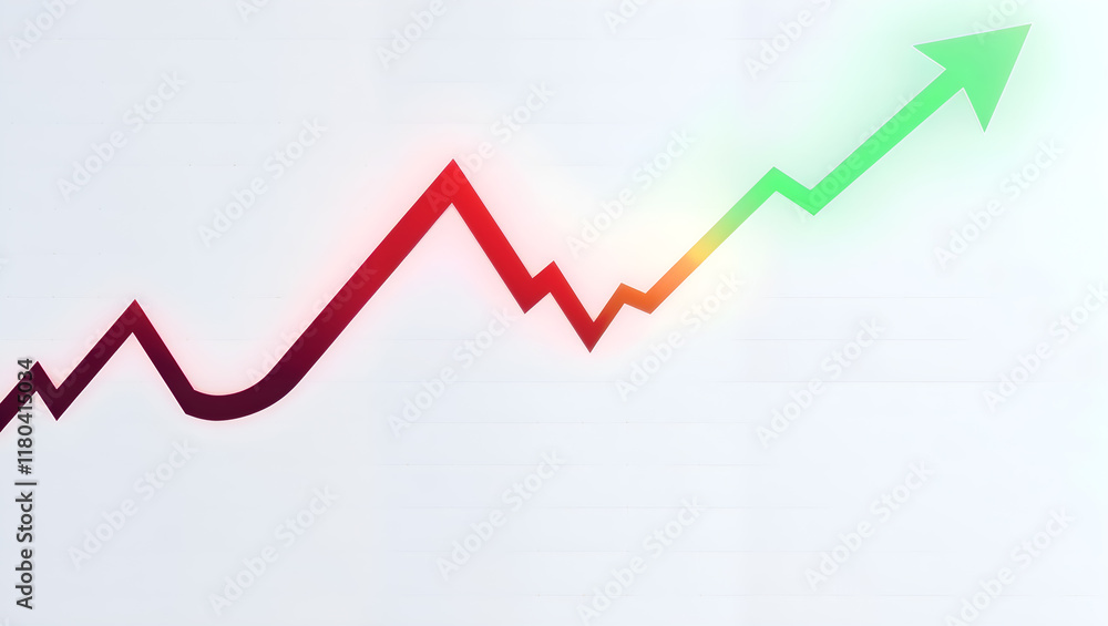 Upward trend graph symbolizing growth, success, or business progress on a white background. Generative AI Upward trend graph symbolizing growth, success, or business progress on a white background. Generative AI