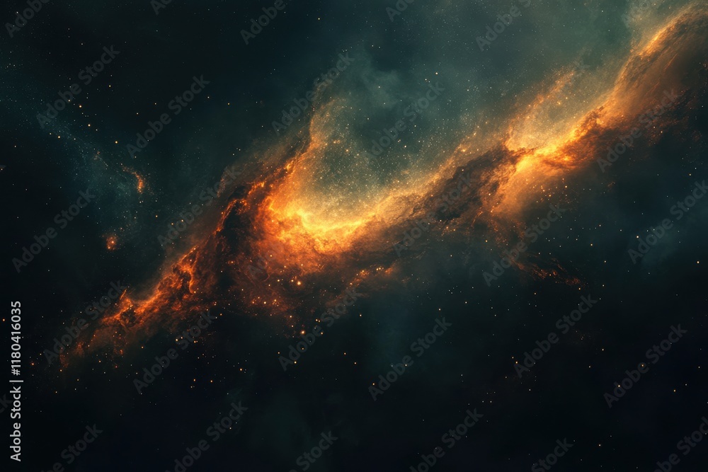 Fototapeta premium Fiery Nebula in Deep Space