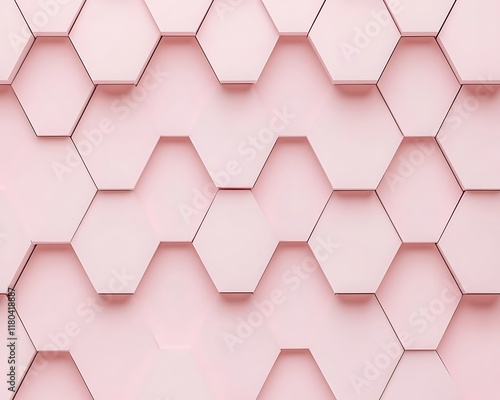 Abstract pink hexagonal geometric pattern background. (1) photo