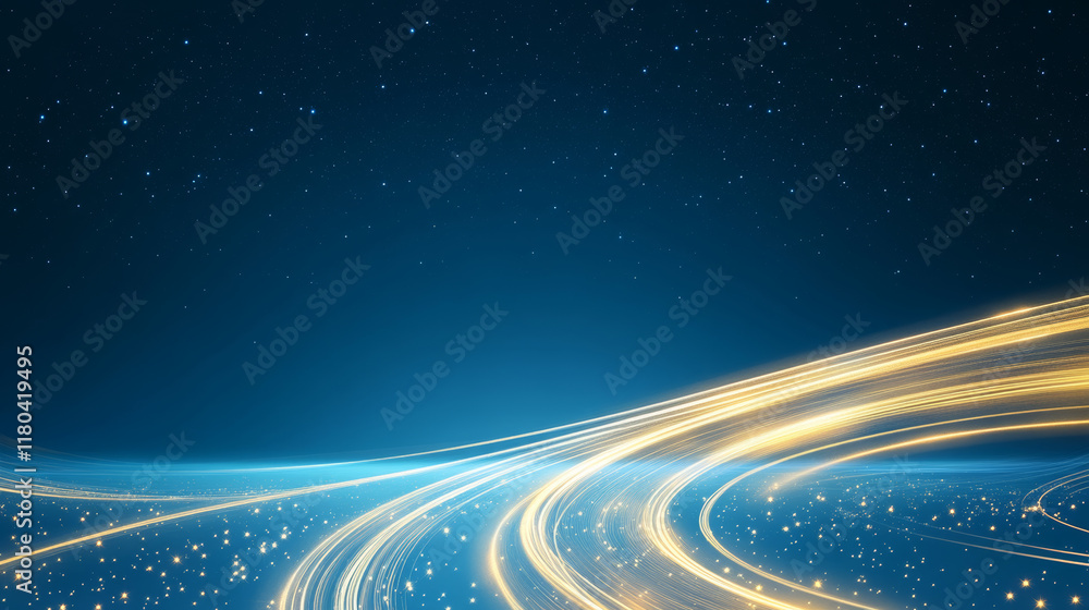 Obraz premium Blue starry sky glowing lines technology background