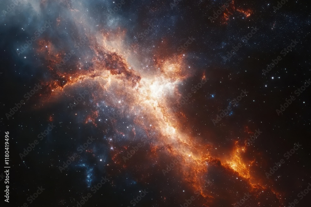 Obraz premium Fiery Nebula in Deep Space