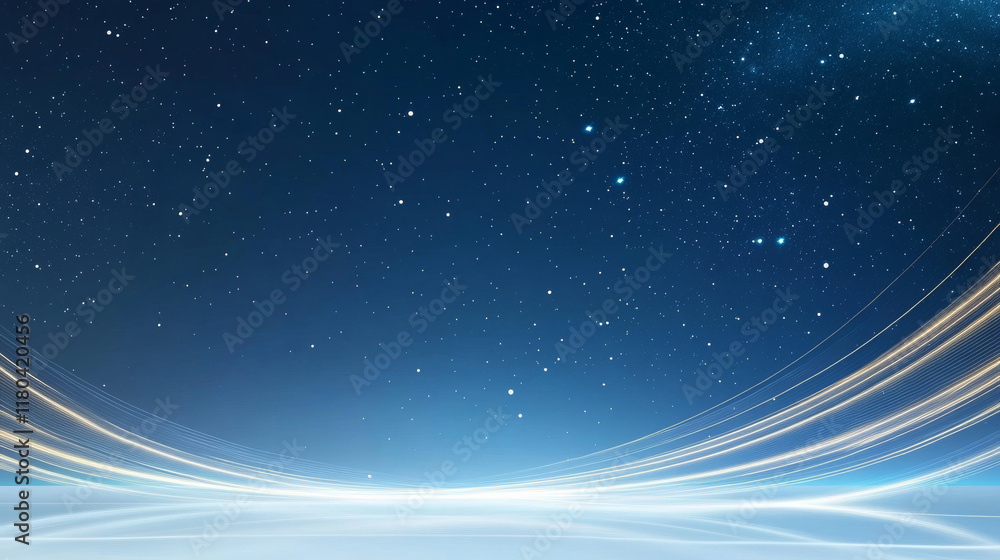 Blue starry sky glowing lines technology background Blue starry sky glowing lines technology background