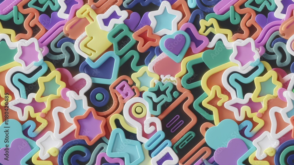 Fun and colorful background with abstract line doodle decoration, for kids or party celebration Fun and colorful background with abstract line doodle decoration, for kids or party celebration
