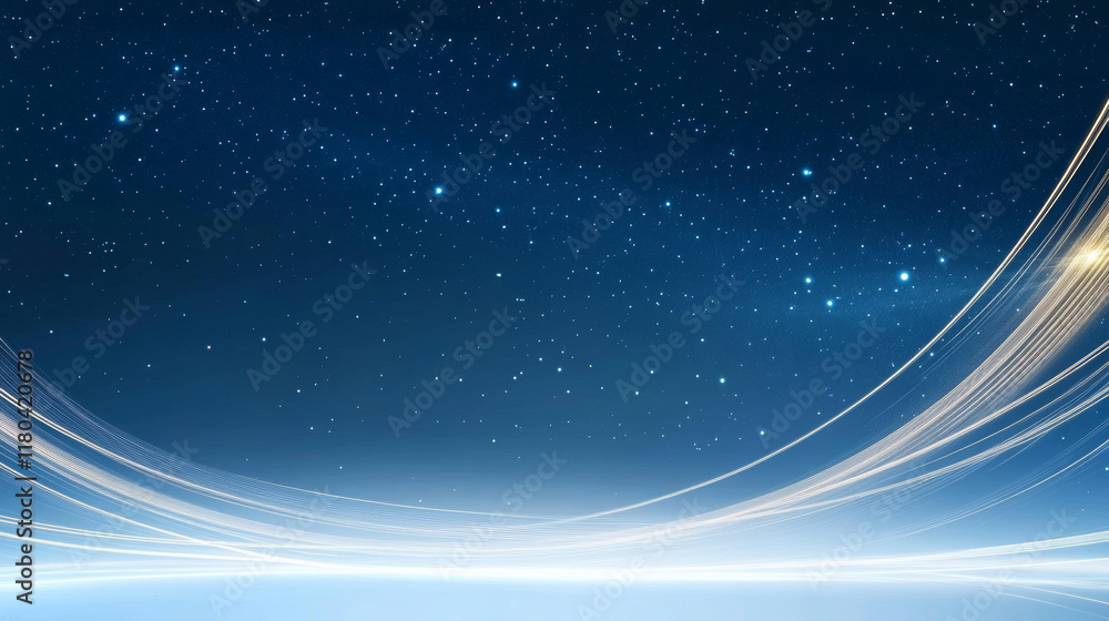 Blue starry sky glowing lines technology background Blue starry sky glowing lines technology background