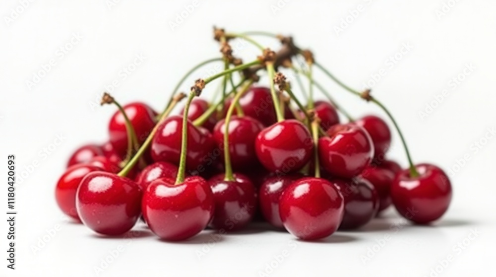 Red Cherry Bundle Isolated On A White Background Red Cherry Bundle Isolated On A White Background
