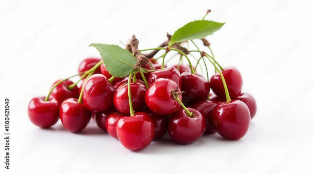 Red Cherry Bundle Isolated On A White Background Red Cherry Bundle Isolated On A White Background
