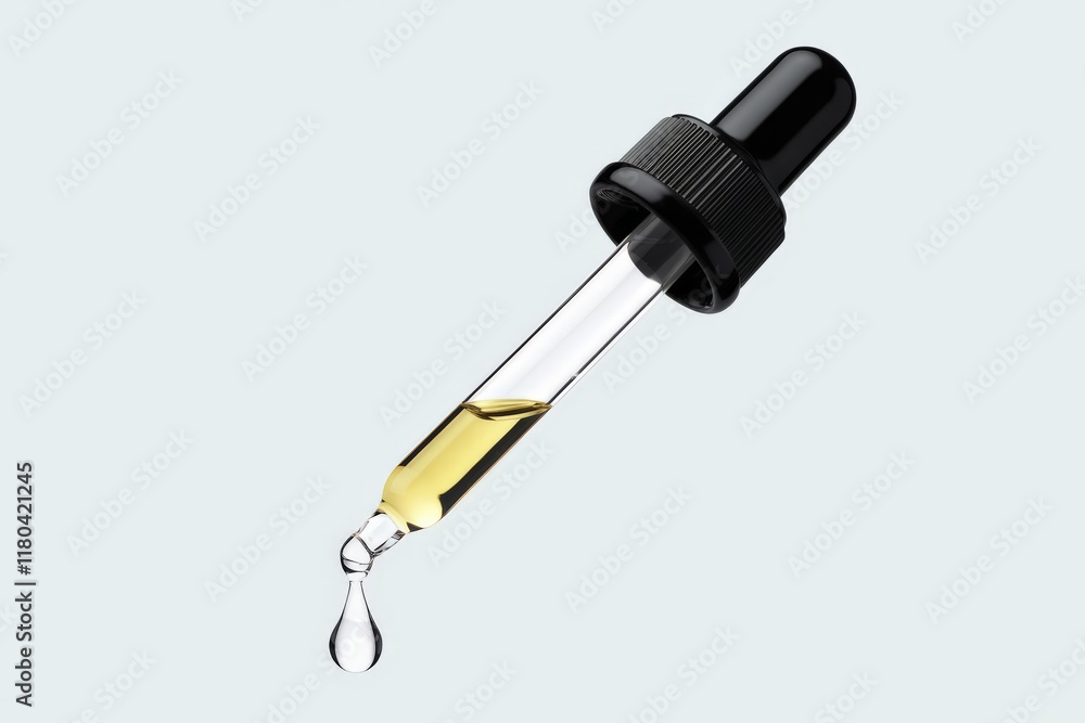 Dropper with a drop of liquid on the tip Dropper with a drop of liquid on the tip