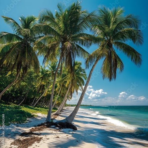 Palmen im Sommer an einem Strand in Mexiko photo