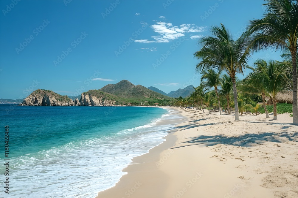 Fototapeta premium Palmen im Sommer an einem Strand in Mexiko