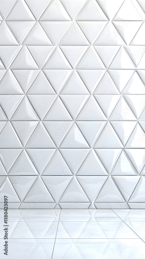 White Triangular Tile Wall and Floor White Triangular Tile Wall and Floor