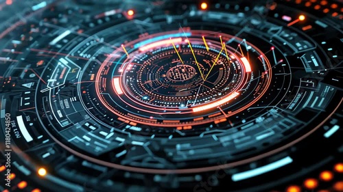 Wallpaper Mural Animated shield and scope data processing on a dark backdrop, Ai Generated Torontodigital.ca