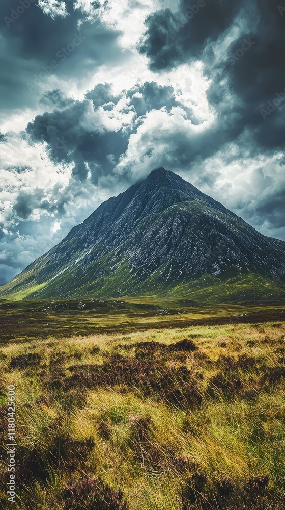 Majestic Mountain Landscape Under Dramatic Cloudy Sky Majestic Mountain Landscape Under Dramatic Cloudy Sky