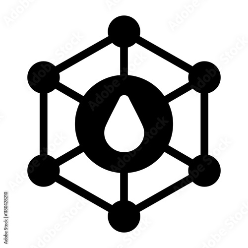 Molecule structure of oil glyph icon showing the chemical composition of petroleum