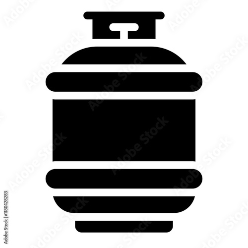 Gas cylinder container glyph icon for storing compressed gases used in industrial applications
