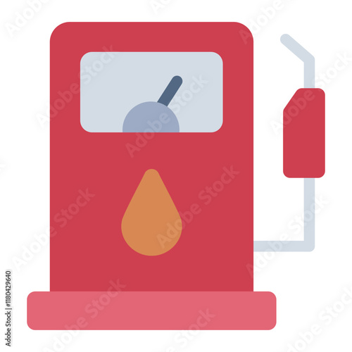 Fuel gas pump station flat icon for dispensing gasoline at service stations