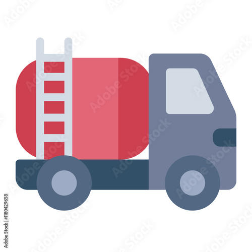 Oil tanker truck flat icon representing the transportation of petroleum products