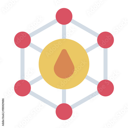 Molecule structure of oil flat icon showing the chemical composition of petroleum