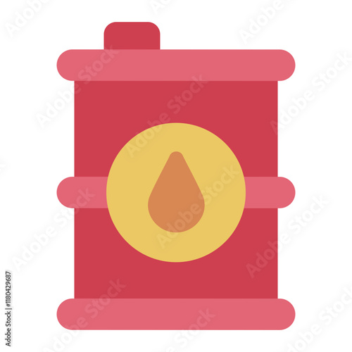 Oil barrel flat icon used to represent crude oil storage and transportation