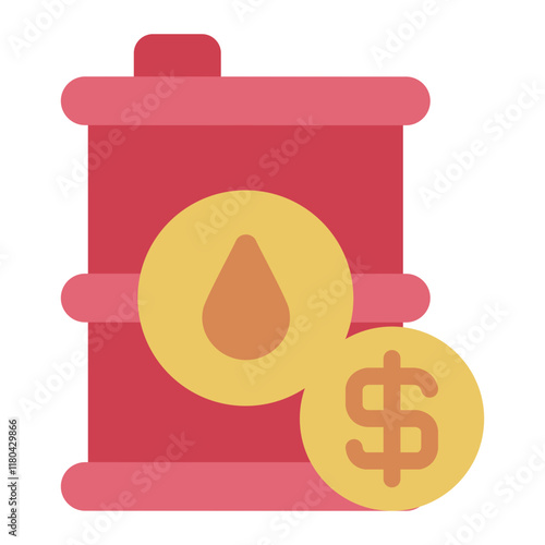 Oil barrel with price flat icon depicting the market dynamics of crude oil pricing