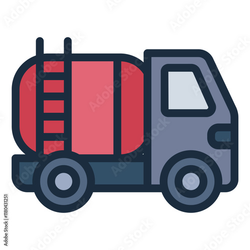 Oil tanker truck filled line icon representing the transportation of petroleum products