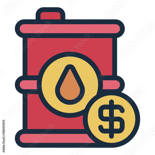 Oil barrel with price filled line icon depicting the market dynamics of crude oil pricing