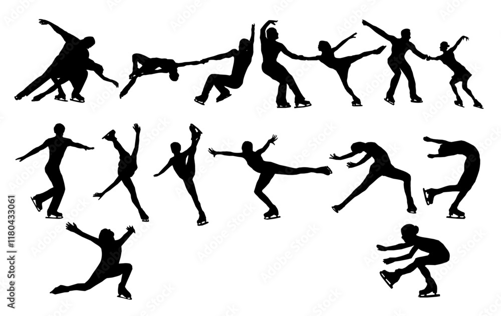 Skating Men Women Sports Silhouette Vector Pack graphic drawing illustration for stickers, streetwear, t-shirts, logos, print-on-demand, print, or branding Skating Men Women Sports Silhouette Vector Pack graphic drawing illustration for stickers, streetwear, t-shirts, logos, print-on-demand, print, or branding