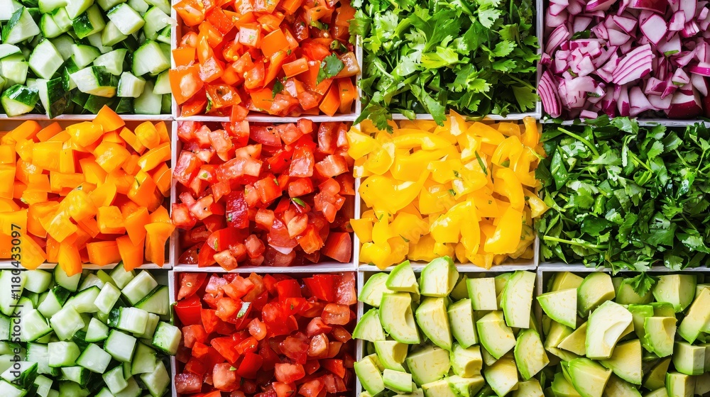 Fresh Chopped Vegetables Colorful Salad Bowl Preparation Healthy Food Fresh Chopped Vegetables Colorful Salad Bowl Preparation Healthy Food