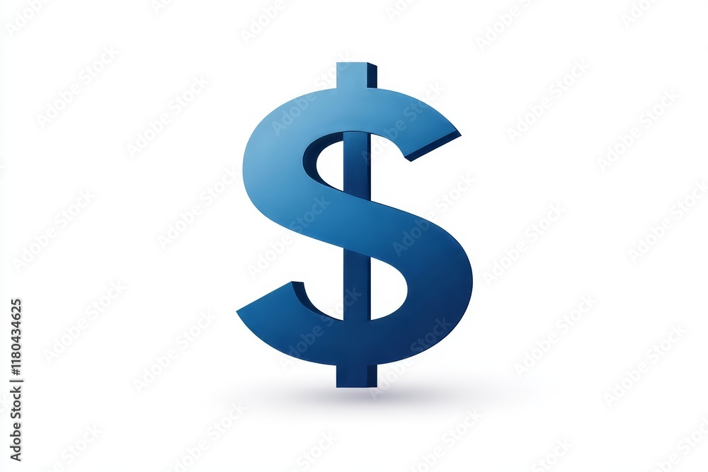 Blue dollar sign symbol on white background Blue dollar sign symbol on white background