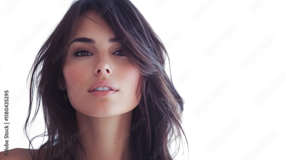 A portait of women smiling isolated on white background A portait of women smiling isolated on white background