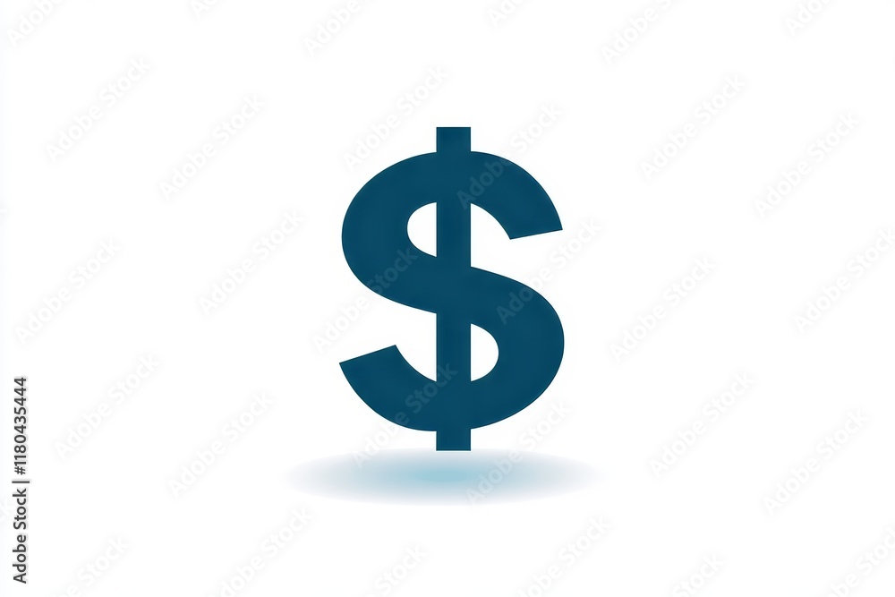 Minimalist blue dollar sign symbol on white background Minimalist blue dollar sign symbol on white background