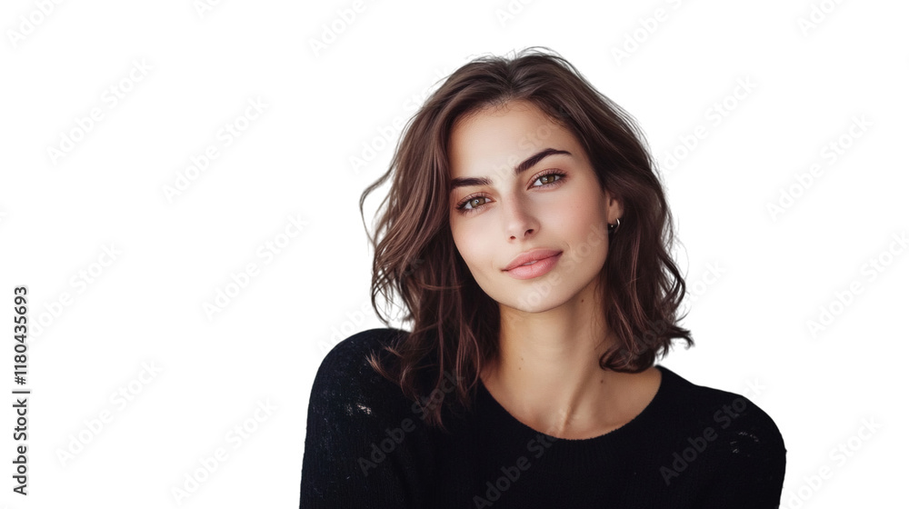 A portait of women smiling isolated on white background A portait of women smiling isolated on white background