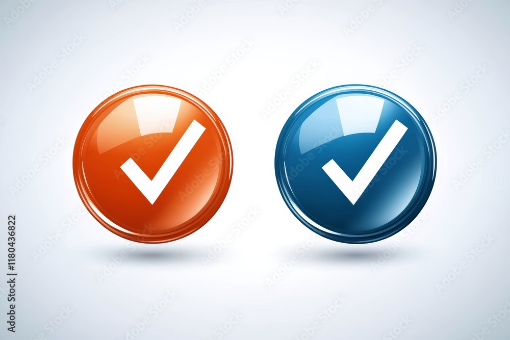 Orange and blue check mark icons on gradient background Orange and blue check mark icons on gradient background